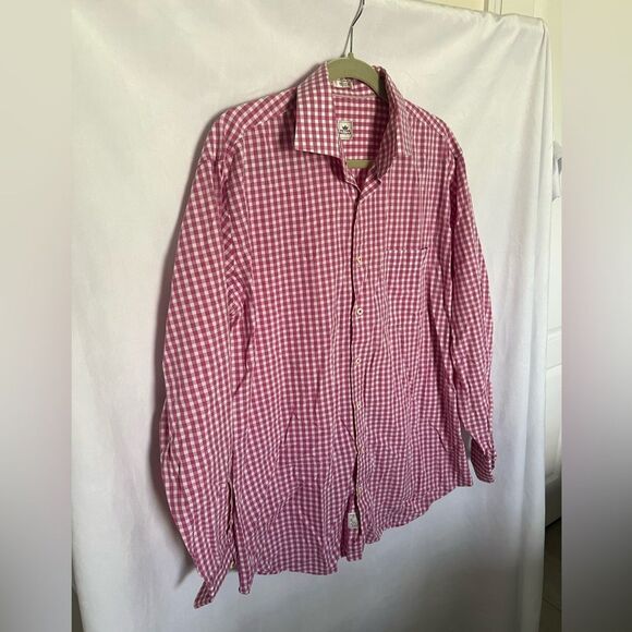 Peter Millar men’s cotton pink plaid button down shirt, large - Picture 5 of 6